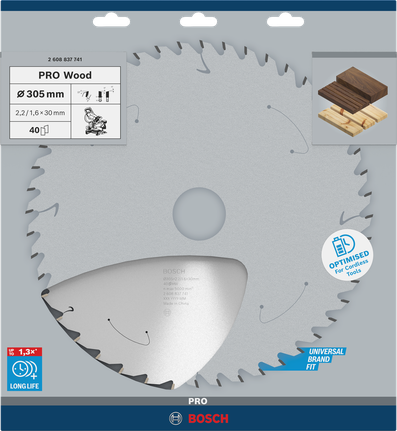 Bosch PRO Wood batteridrevet sirkelsagblad 305 mm T40.