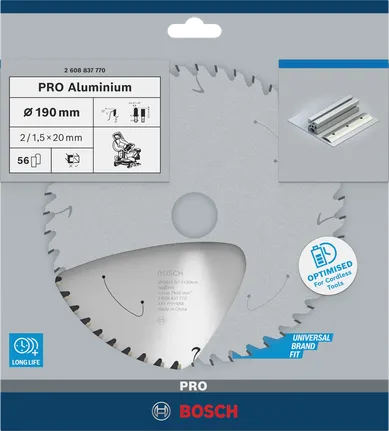Bosch PRO Aluminium 190 mm batteridrevet sirkelsagblad.