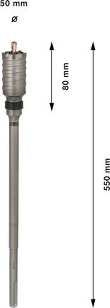 Bosch PRO SDS max-5 kjernekutter 50 mm diameter, 80 mm dybde.