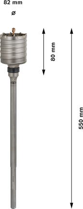 Bosch PRO SDS max-5 kjernekutter i ett stykke, 82 mm diameter.