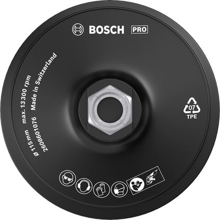 Bosch PRO 115 mm myk bakplate med borrelås.