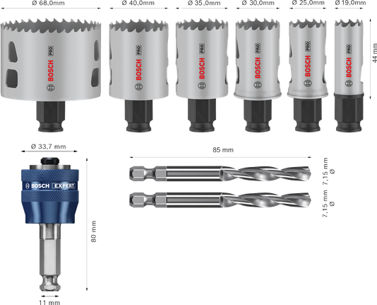 Bosch PRO Multi Material PC Plus hullsagsett 9 deler.