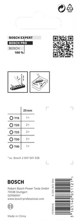 Bosch PRO Torx slagbitsett 25 mm 8 deler.