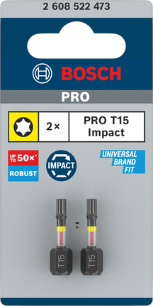 Bosch PRO Torx T15 slagbits 25 mm 2 stk.
