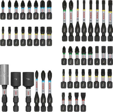 Bosch PRO slagskrutrekkerbitsett 50 deler assorterte bits.