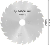 Bosch PRO Wood batteridrevet sirkelsagblad 216 mm T24.