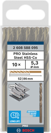 Bosch PRO spiralborsett i rustfritt stål HSS-Co 5,3 mm.