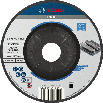 Bosch PRO metallbundet slipeskive 125 x 6 mm.