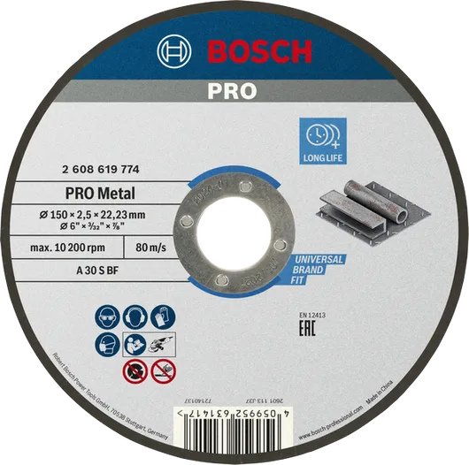 Bosch PRO metallbundet skjæreskive 150 x 2,5 x 22,23 mm.