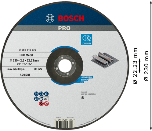 Bosch PRO Metal Bonded kutteskive 230 mm for metall.