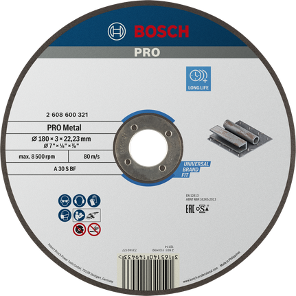 Bosch PRO metallbundet skjæreskive 180 x 3 x 22,23 mm.