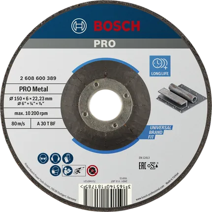 Bosch PRO metallbundet slipeskive 150 x 6 x 22,23 mm.