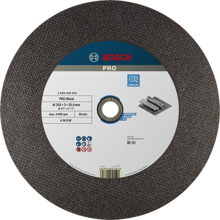 Bosch PRO metallbundet kappeskive 355 x 3 x 25,4 mm.