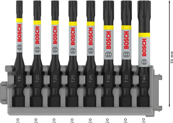 Bosch PRO Torx slagbitsett T15-T40, 55 mm, 8 deler.