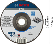 Bosch PRO metallbundet slipeskive 150 x 6 x 22,23 mm.