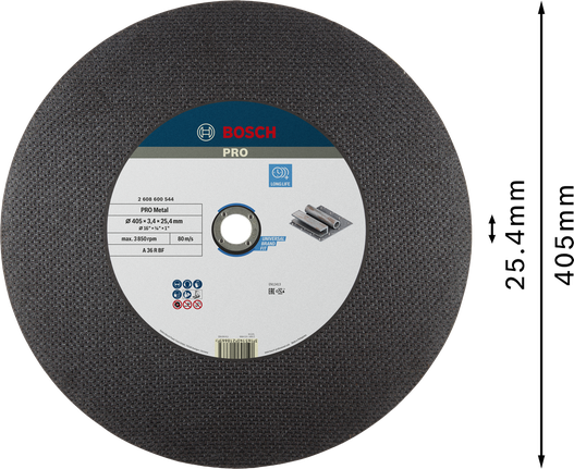 Bosch PRO metallbundet kappeskive, 405 mm diameter.