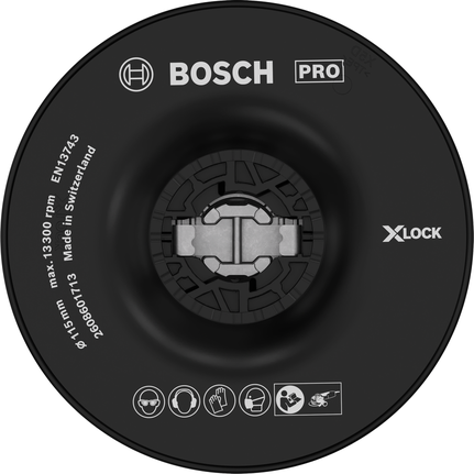 Bosch PRO støtteskive hard 115 mm X-Lock for slipemaskiner.