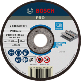 Bosch PRO metallkappeskive 100 x 2,5 x 16 mm.