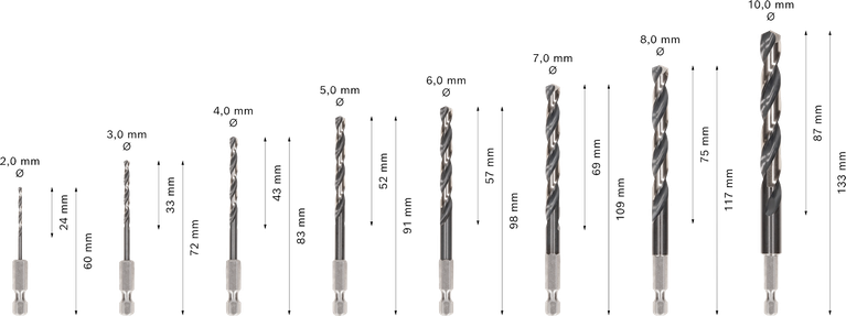 Bosch PRO Metal HSS-G slagspiralborsett, 8 størrelser.