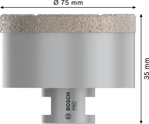 Bosch PRO keramisk tørrkjernekutter 75 mm diameter.