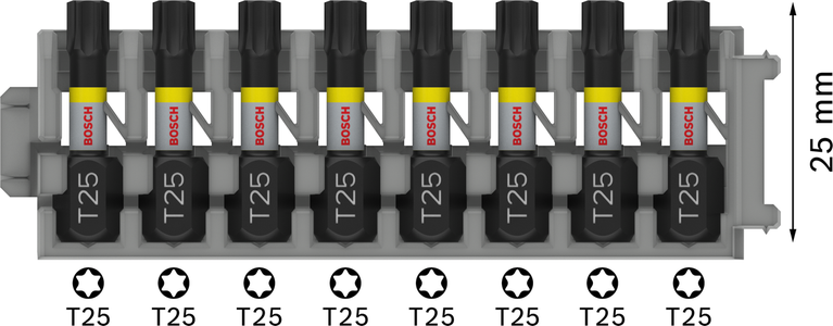 Bosch PRO Torx slagbits T25-sett, 25 mm lengde.