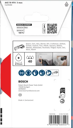 Bosch EXPERT AVZ 70 RT4 3 max hardmetallfugeplate, 70 mm diameter.
