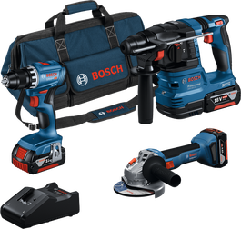 Bosch 18V 3 verktøysett GSR GWS GBH med lader og veske.