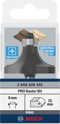 Bosch PRO-fres Avrunding over 15 mm 8 mm skaft.