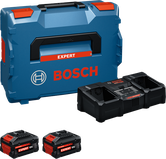Bosch startsett med L-BOXX-koffert, lader og to 18V-batterier.