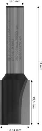 Bosch PRO rett fres med to rifter, 14 x 19,6 mm.