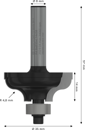 Bosch PRO-fres klassisk romersk Ogee R 4,8 skaft 8 mm.