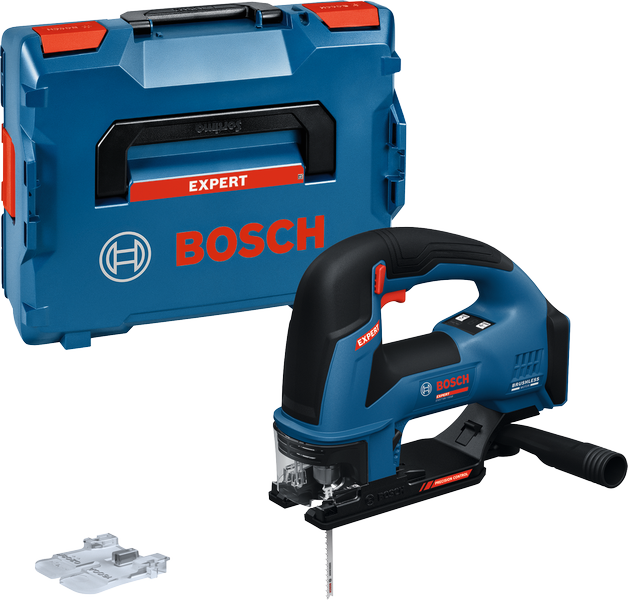 Bosch batteridrevet stikksag med koffert og bladsett.