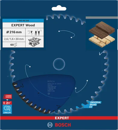 Bosch Expert Wood 216 mm T60 sirkelsagblad.