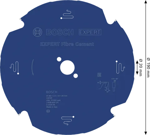 Bosch EXPERT fibersement sirkelsagblad, 190 mm.