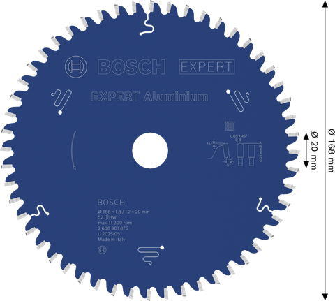 Bosch EXPERT sirkelsagblad i aluminium 168 mm T52.