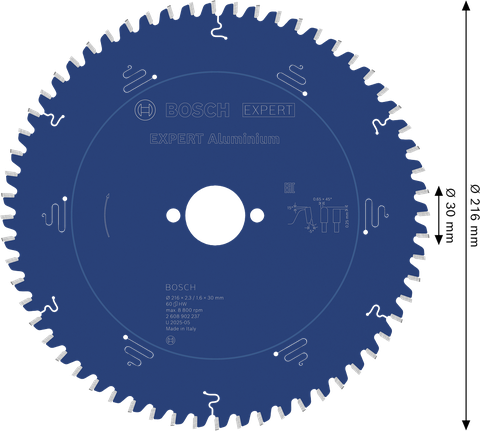 Bosch EXPERT sirkelsagblad i aluminium 216 mm for metall.