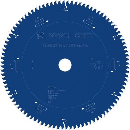 Bosch EXPERT sirkelsagblad for flere materialer, 300 mm diameter.