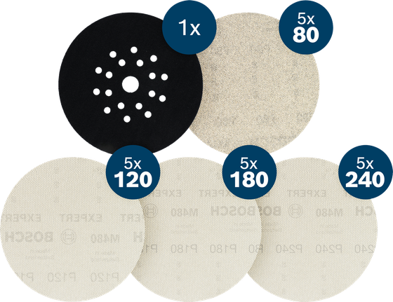 Bosch EXPERT M480 slipenettsett 225 mm med padsaver.