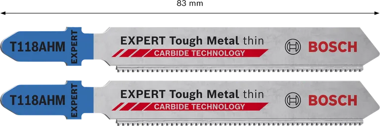 Bosch EXPERT Tough Metal tynne T118AHM stikksagblad i hardmetall.