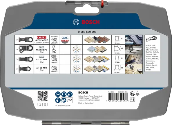 Bosch elektriker- og gipssett 5 deler for kutting og sliping.