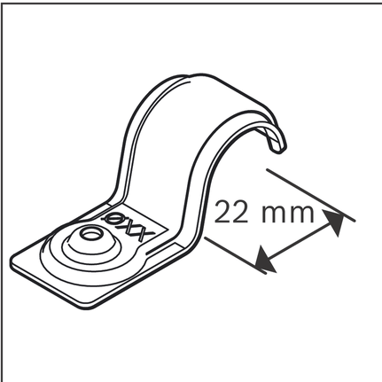 Kabelklemme i metall, 22 mm.