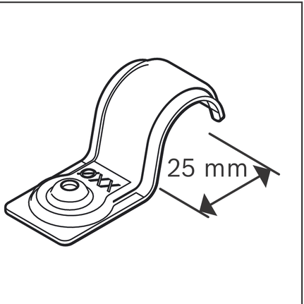 Kabelklemme i metall 25 mm.