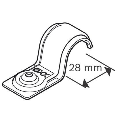 Kabelklemme i metall, 28 mm.
