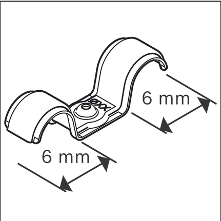 Dobbel kabelklemme 6 mm.