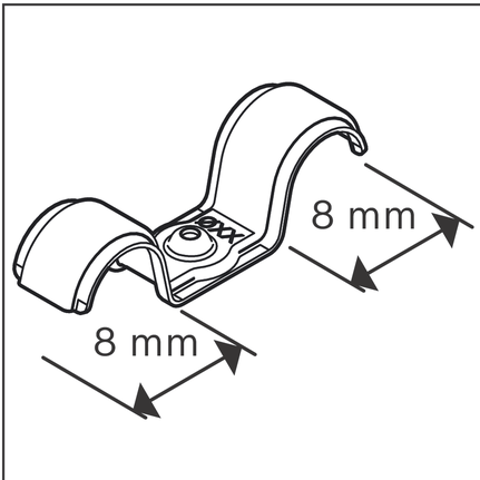 Dobbel kabelklemme 8 mm.