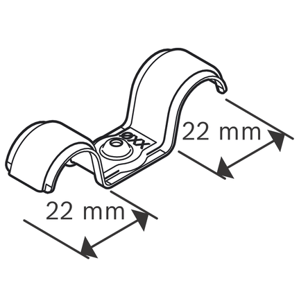 Dobbel kabelklemme 22 mm.