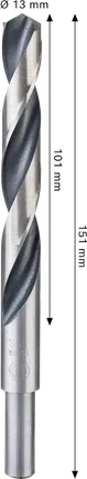 Bosch metall HSS spiralbor med 13 mm redusert skaft.