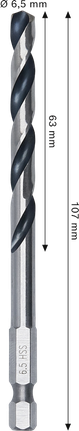 Bosch HSS-spiralbor i metall, 6,5 mm sekskantskaft.