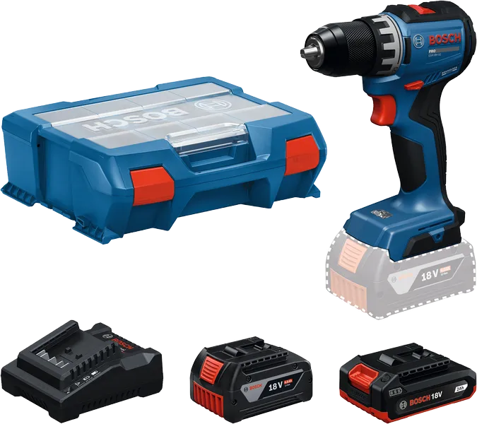 Bosch GSR18V-52 batteridrevet boresett med L-Boxx-koffert.