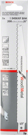 Bosch S3456XF BIM wood and metal reciprocating saw blade.